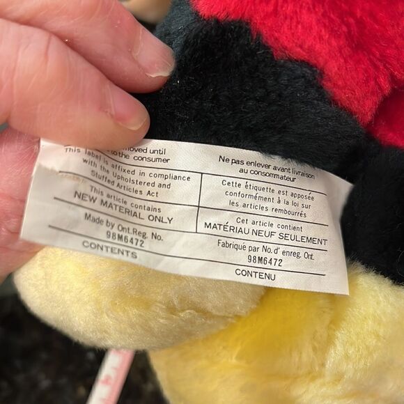 Vintage Disney Mickey Mouse Sitting Plush Stuffed Animal Doll . Size 13” - Picture 7 of 7